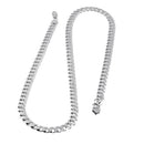 Sterling Silver Flat Curb Chain Necklace 9.45mm