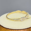 Solid 14K Yellow Gold Twist Round Clear CZ Ring