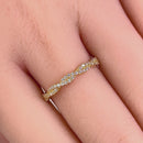 Solid 14K Yellow Gold Twist Round Clear CZ Ring