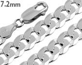 Sterling Silver Flat Curb Chain Necklace 7.2mm