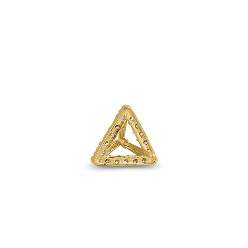 Solid 14K Yellow Gold Trendy Triangle CZ Earrings