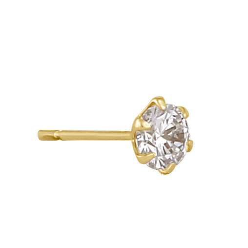 .5 ct Solid 14K Gold 4.0mm Round CZ Earrings