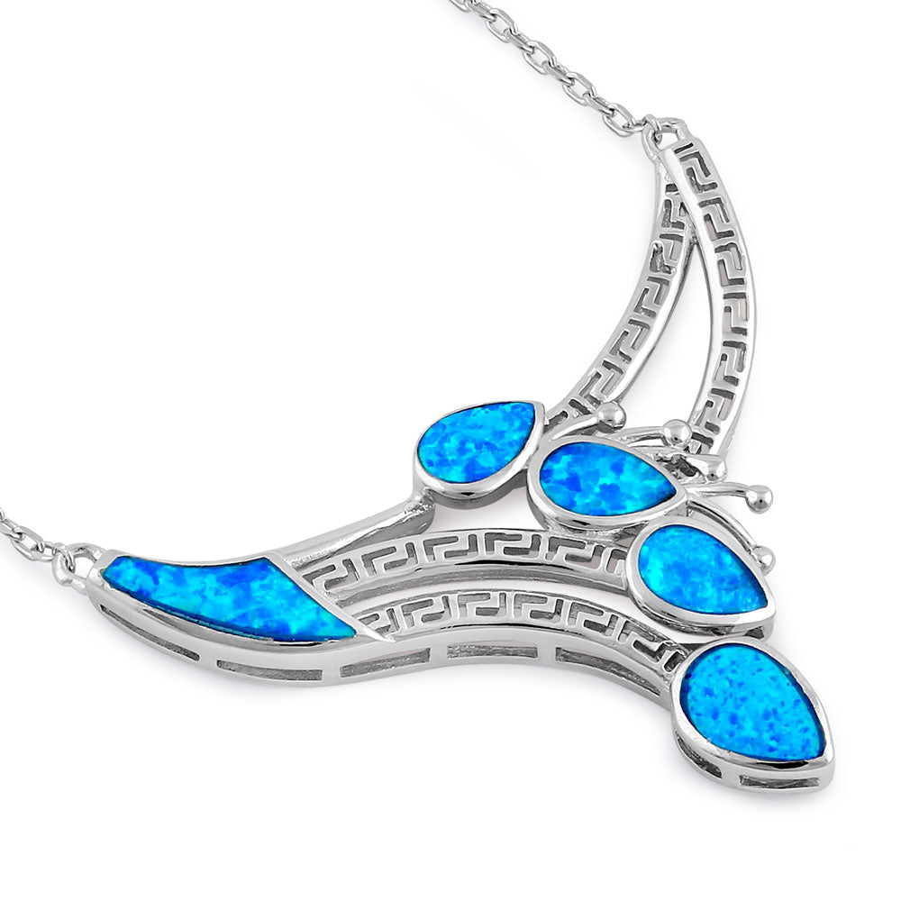 anthurium pendant Sterling Silver Blue Lab Opal Anthurium Bouquet Greek Necklace