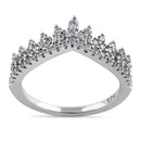 Sterling Silver Vintage Crown Round Cut Clear CZ Engagement Ring