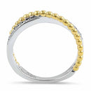 Sterling Silver Multi-Plated Overlap Beads Clear CZ Ring