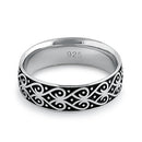 Sterling Silver Heart Swirls Band Ring