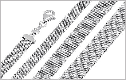 Flat Mess Chain Sterling Silver Flat Mesh Chains