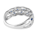 Sterling Silver Wavy Dotted Blue and Clear CZ Ring