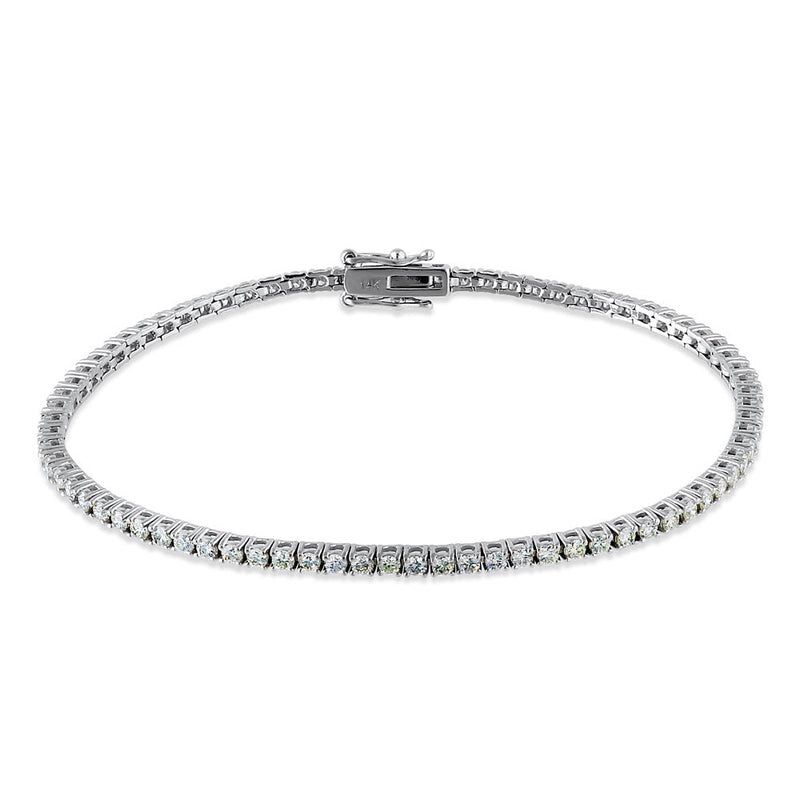 Solid 14k White Gold 2.0mm Diamond Bracelet