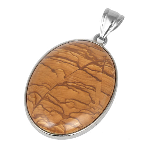 30X40MM Oval Hand-polished Scenic Jasper Gemstone Pendant (Not Sterling Silver)