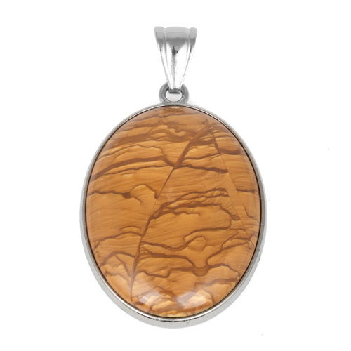 30X40MM Oval Hand-polished Scenic Jasper Gemstone Pendant (Not Sterling Silver)