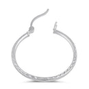 Sterling Silver 2.0MM x 25MM Textured Hoop Earrings