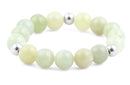 8mm Sterling Silver & 12mm New Jade Round Bead Bracelet