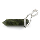 8X35mm Faceted Double Point-Swing Dark Green Serpentine Pendant (Not Sterling Silver)
