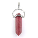 8X35mm Faceted Double Point-Swing Rhodonite Pendant (Not Sterling Silver)