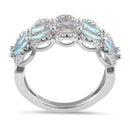 Sterling Silver Marquise Iridescent Rainbow CZ Ring