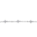 Sterling Silver Clear CZ Cross Charm Bracelet