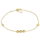 Solid 14K Yellow Gold Triple Round CZ Bracelet