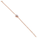 Sterling Silver Clear and Pink CZ Heart Halo Rose Gold Plated Bracelet