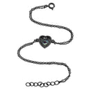 Sterling Silver Rainbow and Black CZ Heart Halo Black Rhodium Plated Bracelet