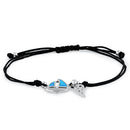 Sterling Silver Winged  Blue Lab Opal Sail Boat Adjustable Silk Bracelet