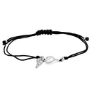 Sterling Silver Winged Mother of Pearl Open Heart Adjustable Silk Bracelet