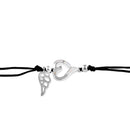 Sterling Silver Winged Mother of Pearl Open Heart Adjustable Silk Bracelet