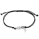 Sterling Silver Winged White Lab Opal Plumeria Adjustable Silk Bracelet