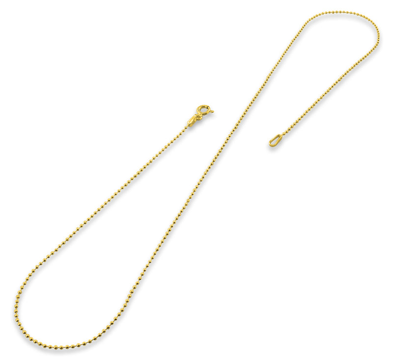 14K Gold Plated Sterling Silver Bead Chain 1.5MM