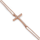 Sterling Silver Rose Gold Plated Clear CZ Cross Bracelet