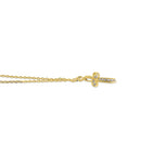 Solid 14K Yellow Gold Ribbon Cross CZ Necklace