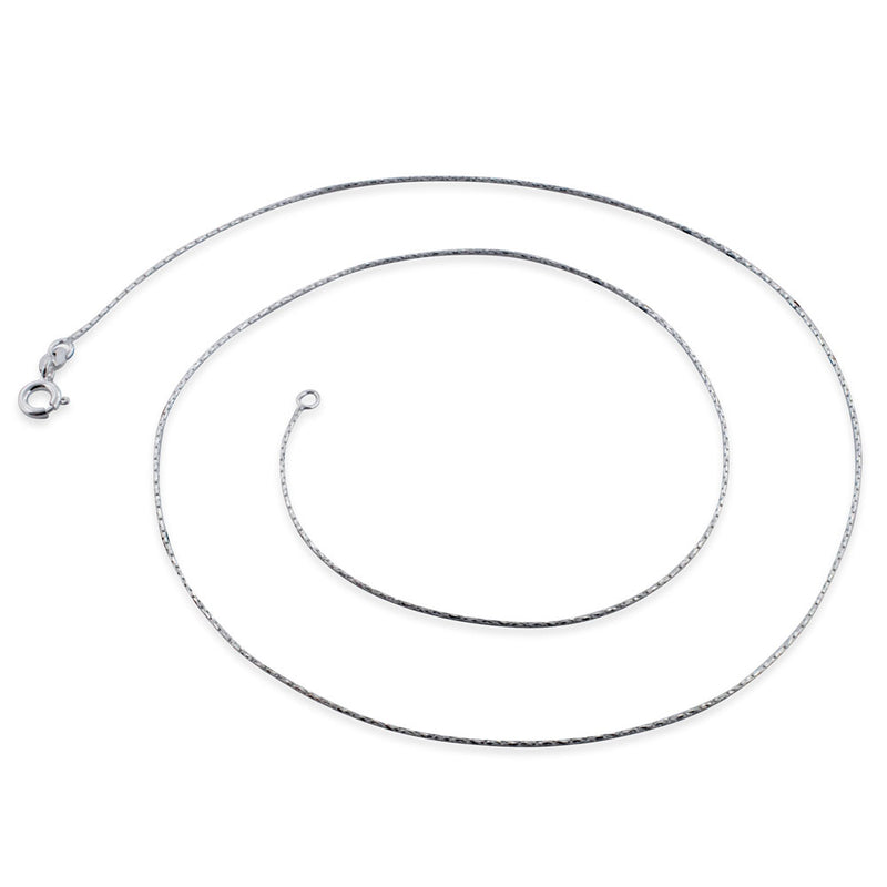 Rhodium Sterling Silver Cardano D/C Chain 0.6MM