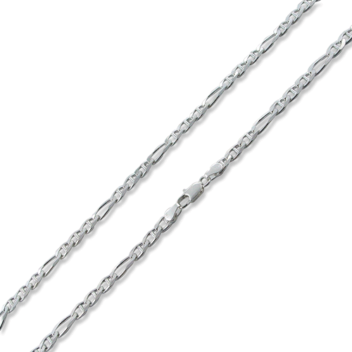 Sterling Silver 16" Figaro Marina Chain Necklace - 6.5MM