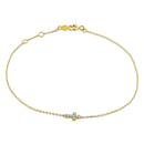 Solid 14K Yellow Gold Cross Diamond Bracelet