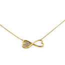 Solid 14K Yellow Gold Double Heart Diamond Necklace