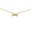 Solid 14K Yellow Gold X Shaped Knot Diamond Necklace