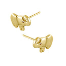 Solid 14K Yellow Gold Elephant Diamond Earrings