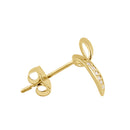 Solid 14K Gold Ribbon Heart Diamond Earrings
