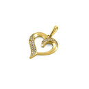 Solid 14K Yellow Gold Heart Double Row 0.13 ct. Diamond Pendant