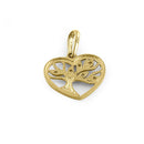 Solid 14K Yellow Gold Tree of Life Heart Diamond Pendant