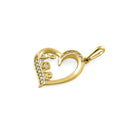 Solid 14K Yellow Gold Love & Heart Diamond Pendant