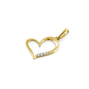 Solid 14K Yellow Gold Simple Heart Diamond Pendant