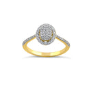 Solid 14K Yellow Gold Oval Cluster Halo 0.29 ct. Diamond Ring
