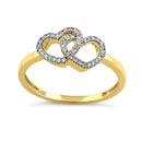 Solid 14K Yellow Gold Double Heart 0.15 ct. Diamond Ring