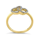 Solid 14K Yellow Gold Double Heart 0.15 ct. Diamond Ring