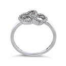 Solid 14K White Gold Double Heart 0.15 ct. Diamond Ring