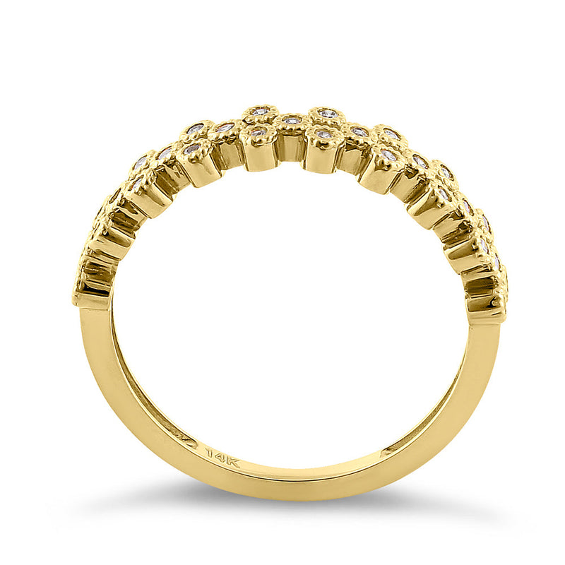 Solid 14K Yellow Gold Cluster Bubble 0.23 ct. Diamond Ring