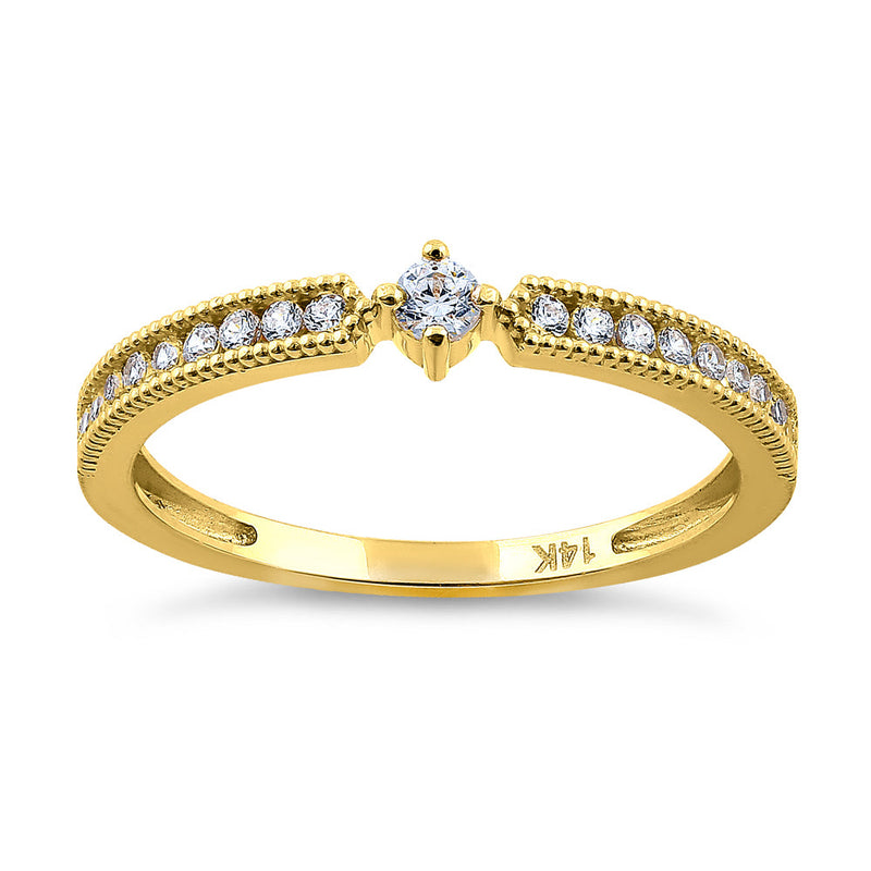 Solid 14K Yellow Gold Modern Round 0.30 Ct. Engagement Diamond Ring