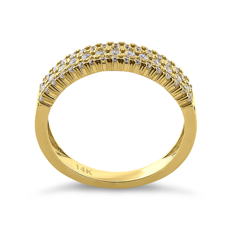 Solid 14K Yellow Gold Cluster 0.39 ct. Diamond Ring