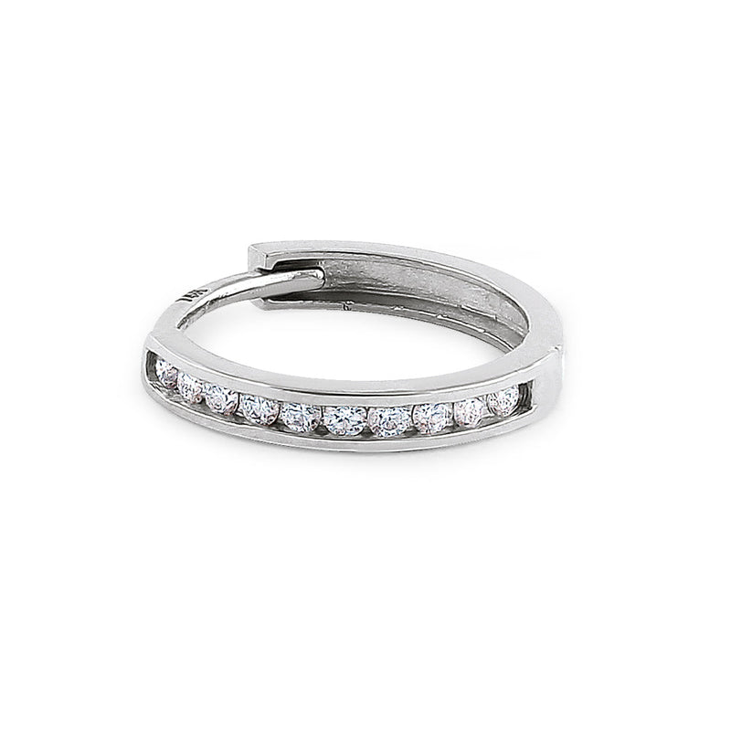 Solid 14K White Gold Diamond Small Hoop 0.24 ct. Diamond Earrings